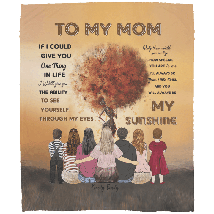 [Personalized Name] Tree Blanket Gift For Mom You Are My Sunshine –  Gift For Mommy, Home Decor, Gift For Family  – Fleece Blanket