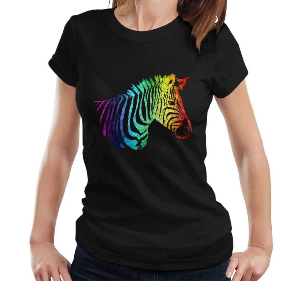 Rainbow Zebra Mosaic Women’s T-Shirt