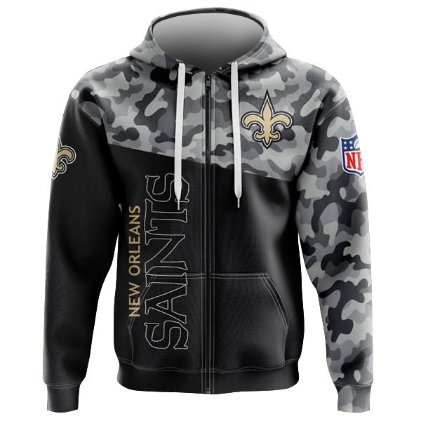 Camo New Orleans Saints Zip Hoodie Sweatshirt 2