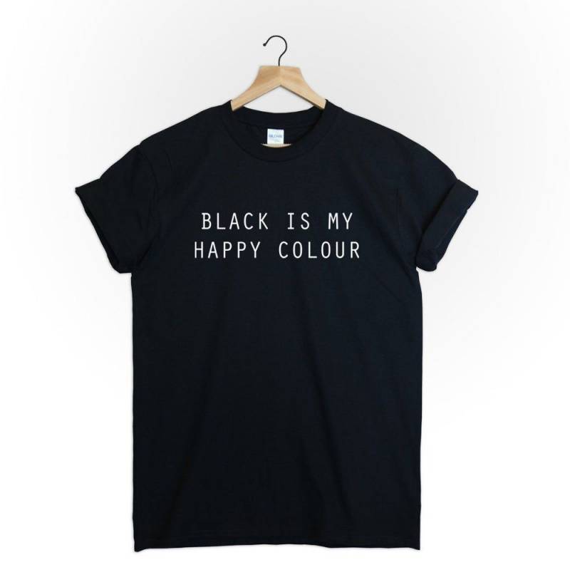 Crushtee Black Is My Happy Colour shirt unisex Aesthetic gift Aesthetic Clothing top tumblr womens Long Sleeve Hoodie