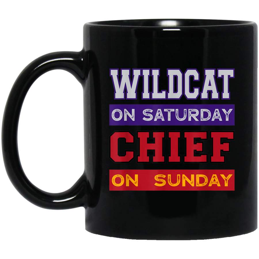 Wildcat on Saturday Chief on Sunday Kansas City Football Mug