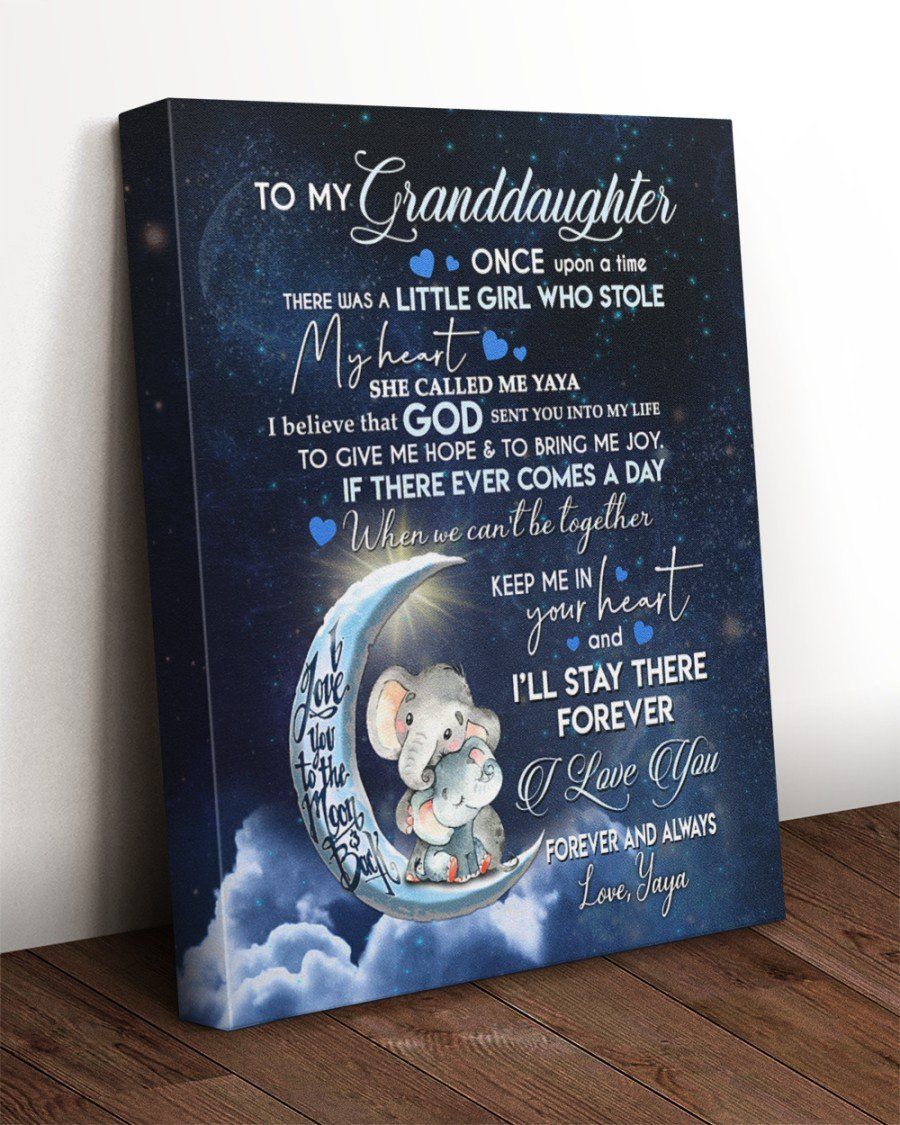 Yaya Gift For Granddaughter Waning Moon Elephant Keep Me In Your Heart Matte Canvas