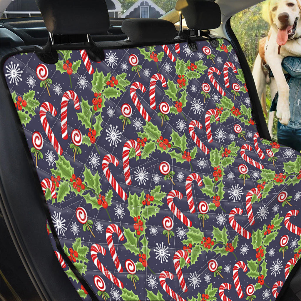 Christmas Berry And Candy Pattern Print Pet Car Back Seat Cover