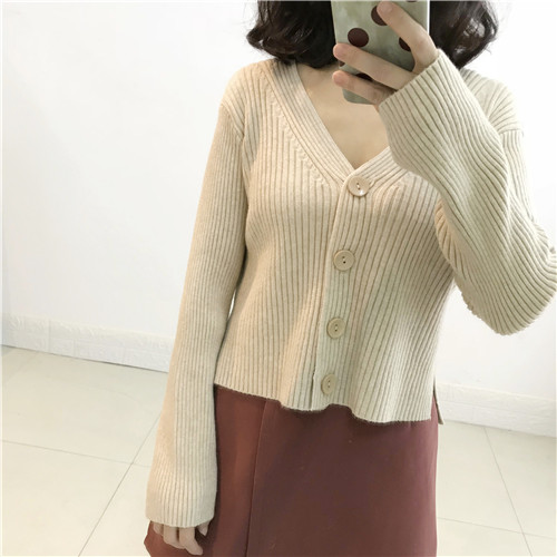 Women’s Sweaters Autumn Spring Short Cardigans Single Breasted V-Neck Casual Sweaters Female Solid Knitted Jackets Jumpers alx