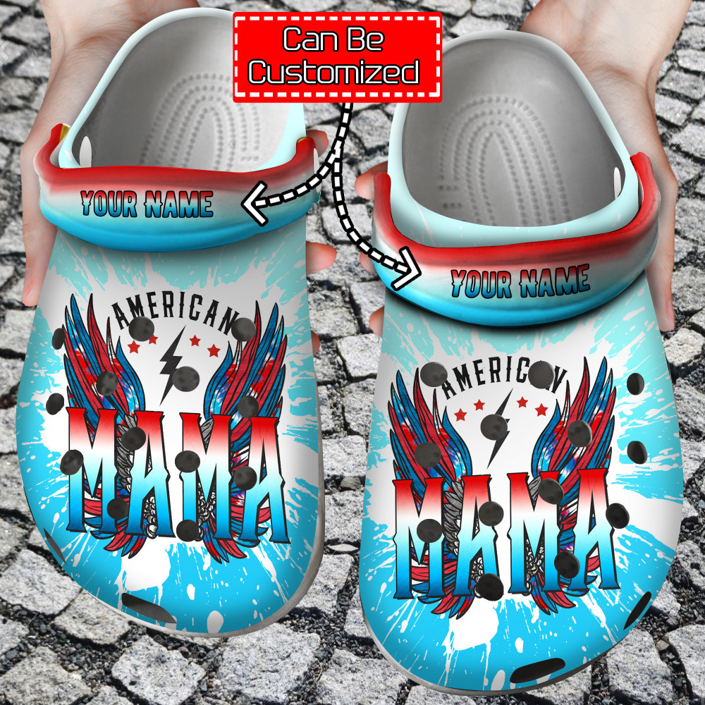 American Print Crocs – Personalized American Mama Retro Wings Clog Shoes For Men And Women