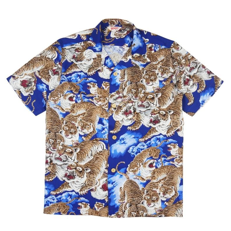 One Hundred Tigers Brown Blue Nice Design Hawaii Shirt Ha37225