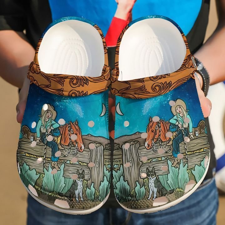 Cowgirl And Horse Sku 665 Crocs Clog Shoes