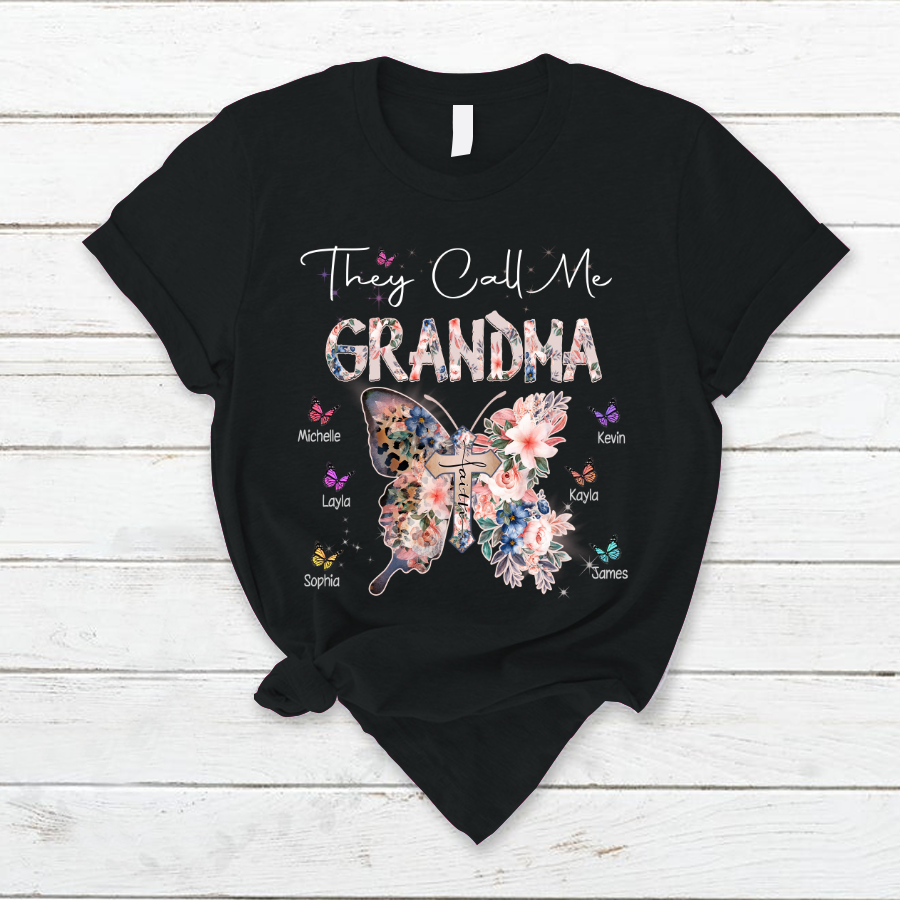 They Call Me Grandma Grandkids Butterfly T-Shirt