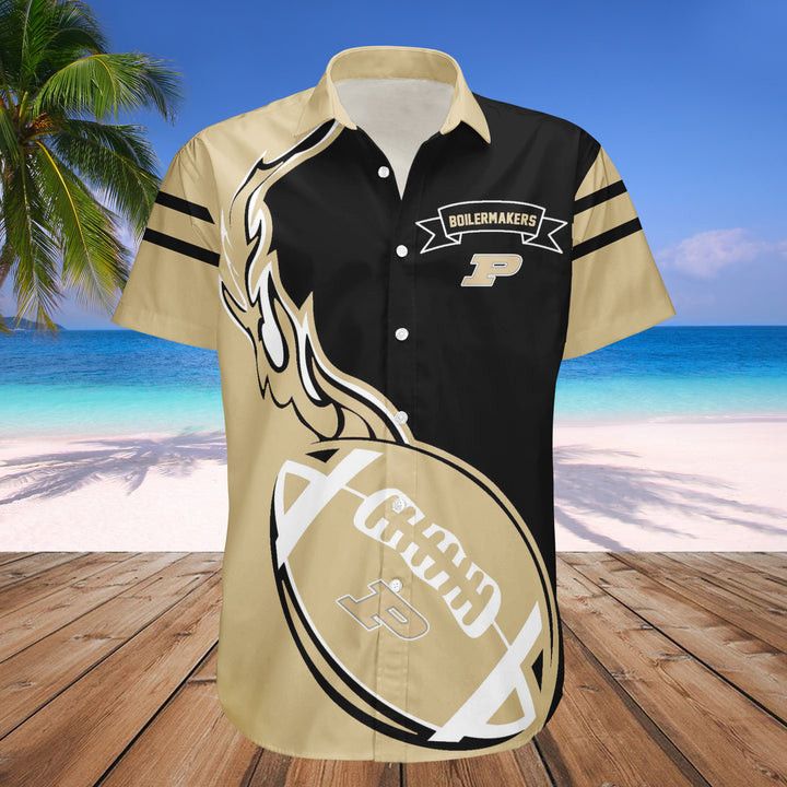 NCAA Purdue Boilermakers Gold Ball Black Hawaiian Shirt