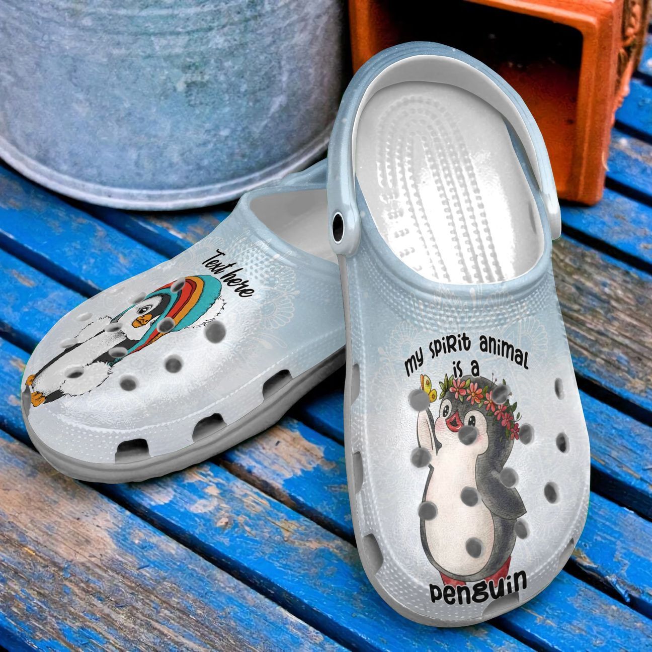 Peguin Personalized Clog, Custom Name, Text, Color, Number Fashion Style For Women, Men, Kid, Print 3D My Spirit Animal Is A Peguin