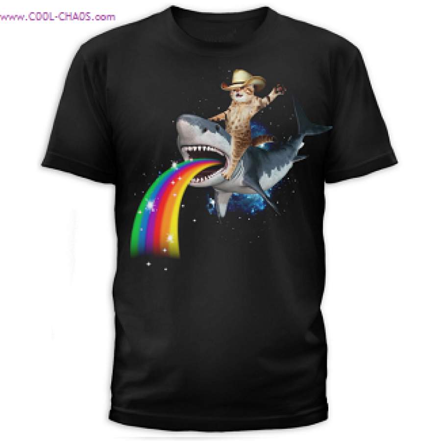 Cowboy Nyan Cat T-Shirt / Rainbow Bucking Shark