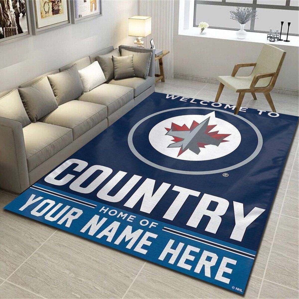 Winnipeg Jets Personalized Area Rug, Living Room Bedroom Carpet, Customized Fan Cave Floor Mat