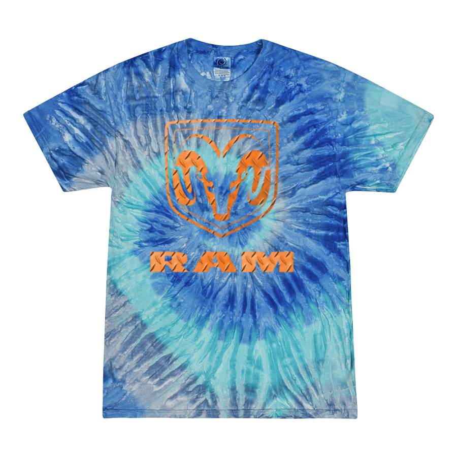 Dodge RAM Tough Orange and Black Classic Vintage Logo Cars and Trucks Tie-Dye T-Shirt