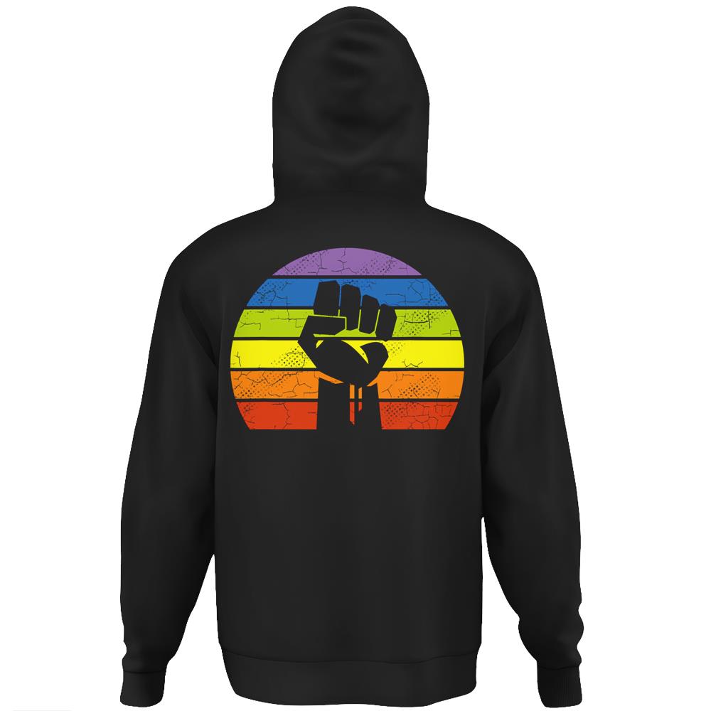 Lgbt Pride Flag Fist Retro Blm Vintage Black Lives Matter Hoodie Print On Back