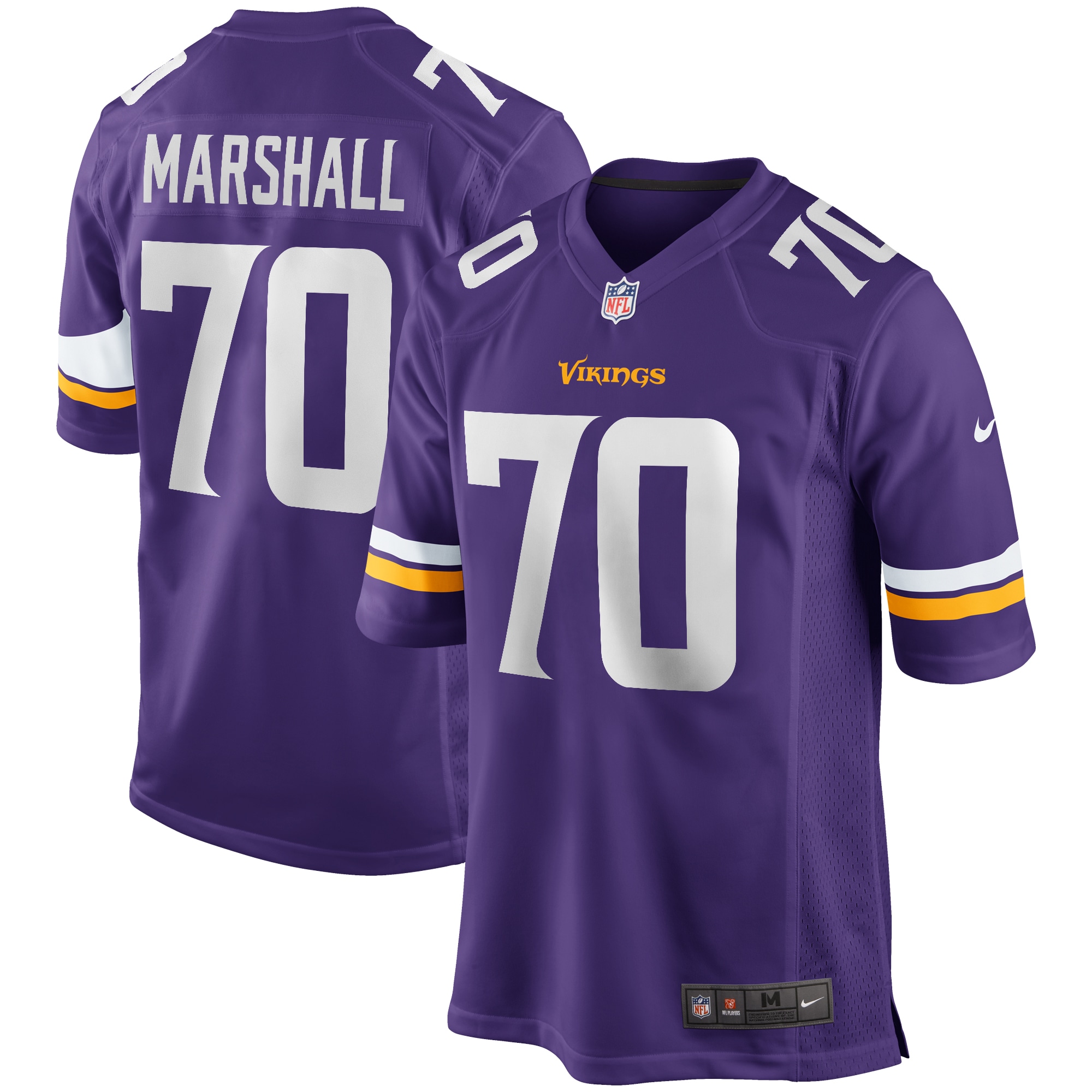 Men’s Minnesota Vikings Jim Marshall Purple Game Retired Player Jersey