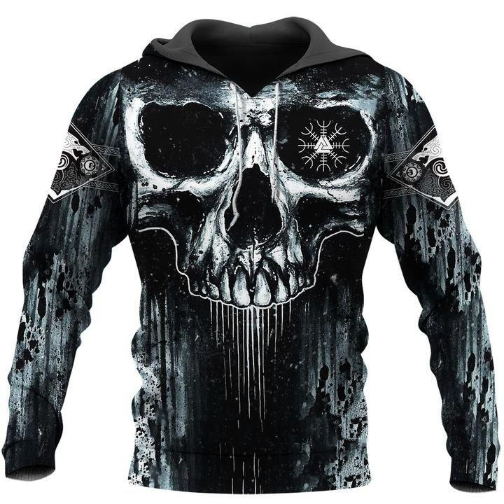 3D All Over Print Viking Skull Hoodies, Viking Hoodies, Viking Clothing