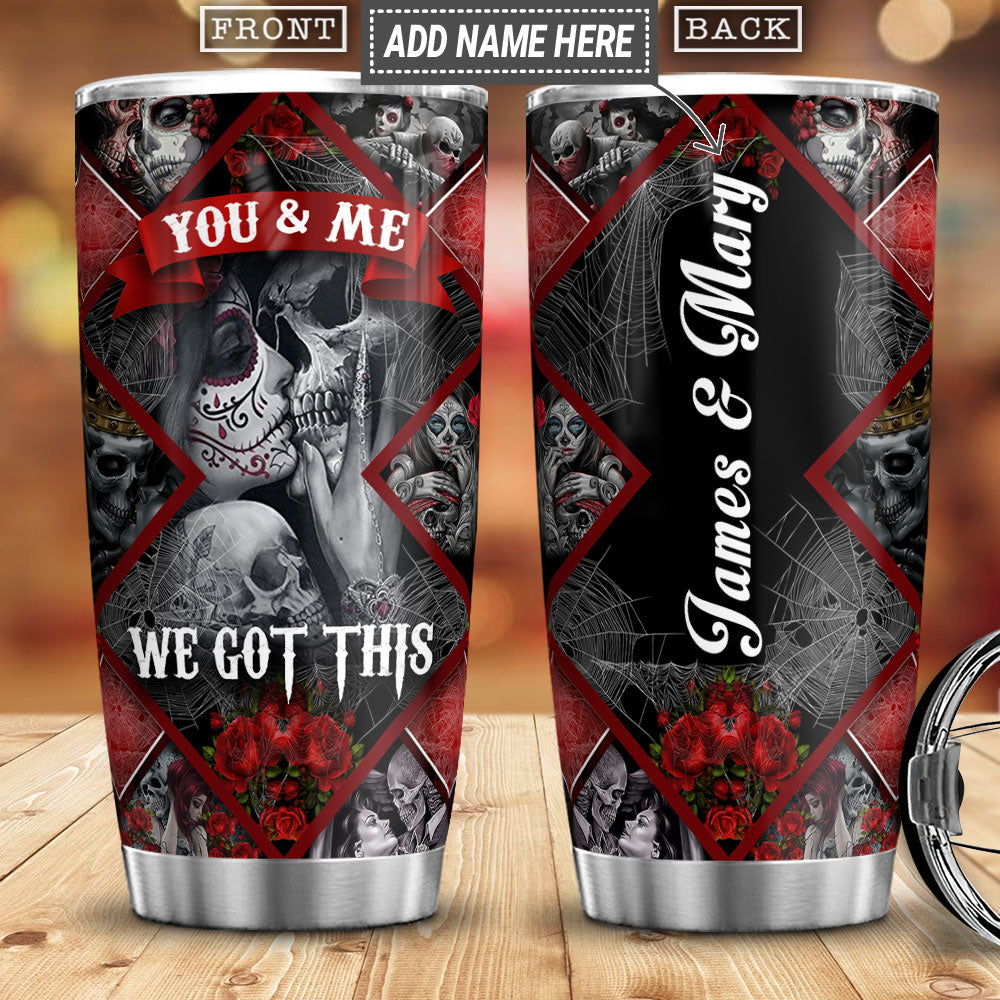 Personalized Skull Couple Love Hlmz0308006Z Stainless Steel Tumbler