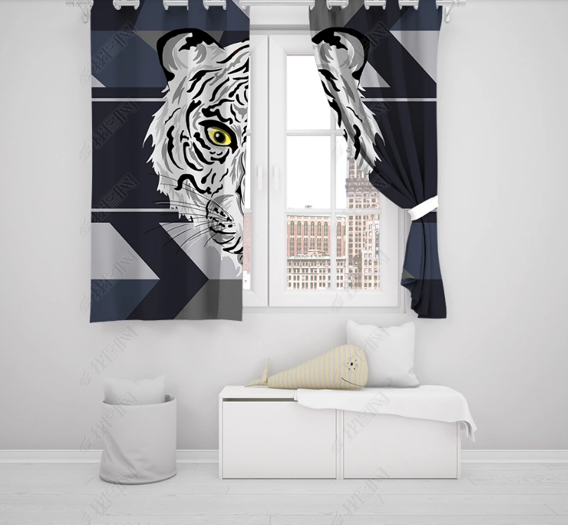 3D Hand Drawn Animal Tiger Curtains And Drapes Lqh 263