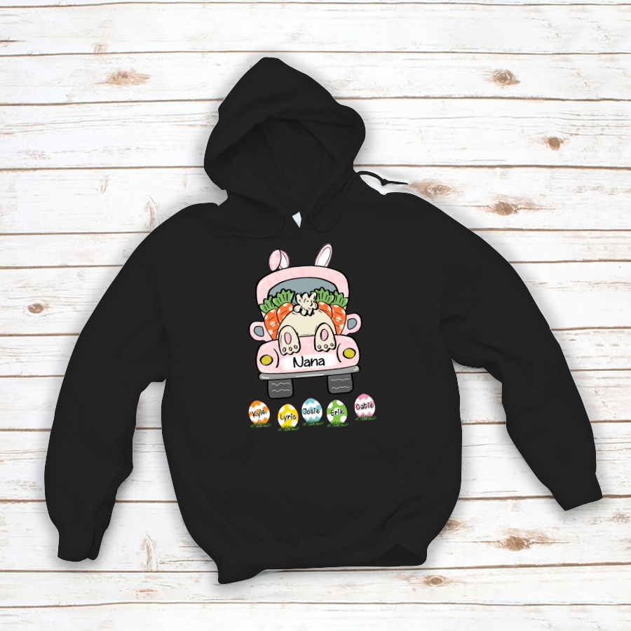 Personalized Truck Easter Bunny Grandma With Grandkids Hoodie