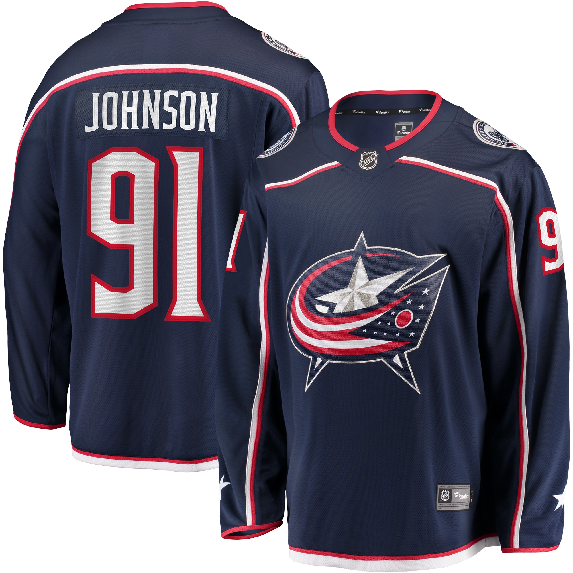 Men's Columbus Blue Jackets Kent Johnson Navy Home Breakaway Jersey