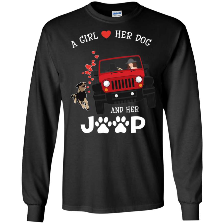 AGR A Girl Loves Her Dog And Her Jeep Long T-shirt