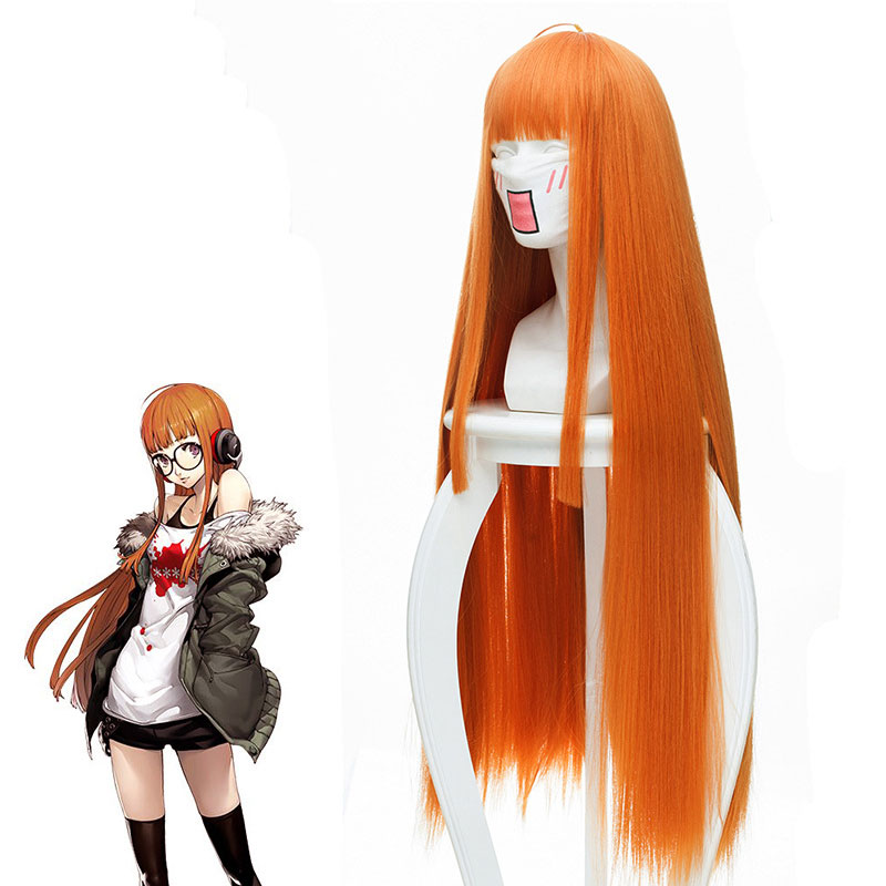 Anime Persona 5 Futaba Sakura Wig Cosplay Costume Women Long Synthetic Hair Halloween Party Role Play Wigs+Wig Cap alx