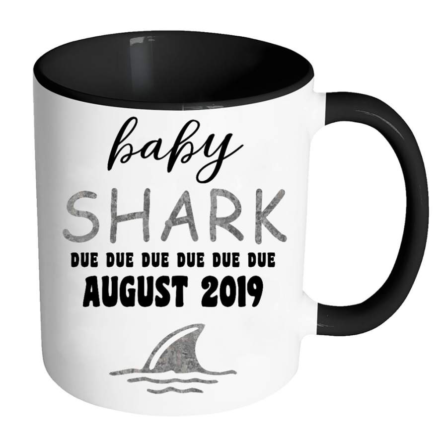 Baby Shark Due Due Due Due August 2019, Birthday Gift – Full-Wrap Coffee Colors Accent Mug