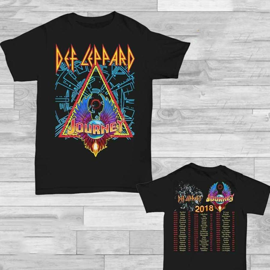 Def Leppard & Journey Tour Dates 2018 Black T-Shirt