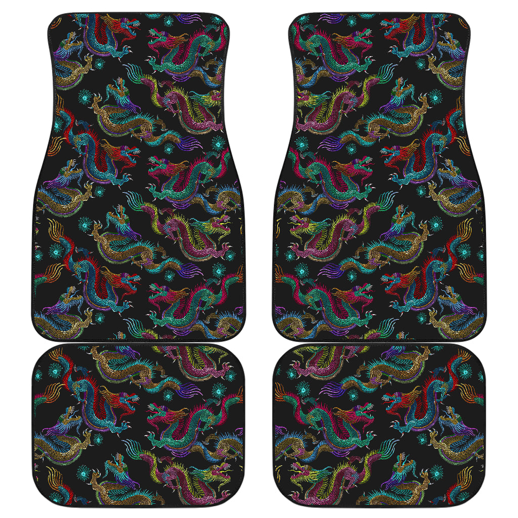 Chinese Dragon Pattern Print Front And Back Car Floor Mats, Front Car Mat