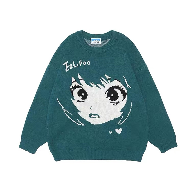 Women’s Sweater Ladies Oversize Anime Y2k Aesthetic Kawaii Tops Pullovers Long Sleeve Streetwear Goth Winter Vintage Clothing alx