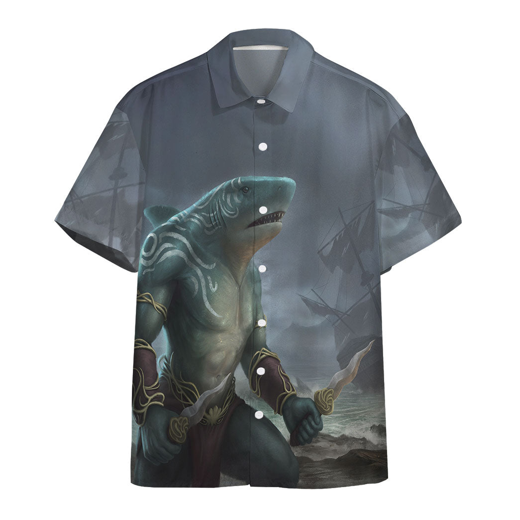 Gearhumans Shark Pirate Warrior Custom Hawaiian Shirt Ha81504