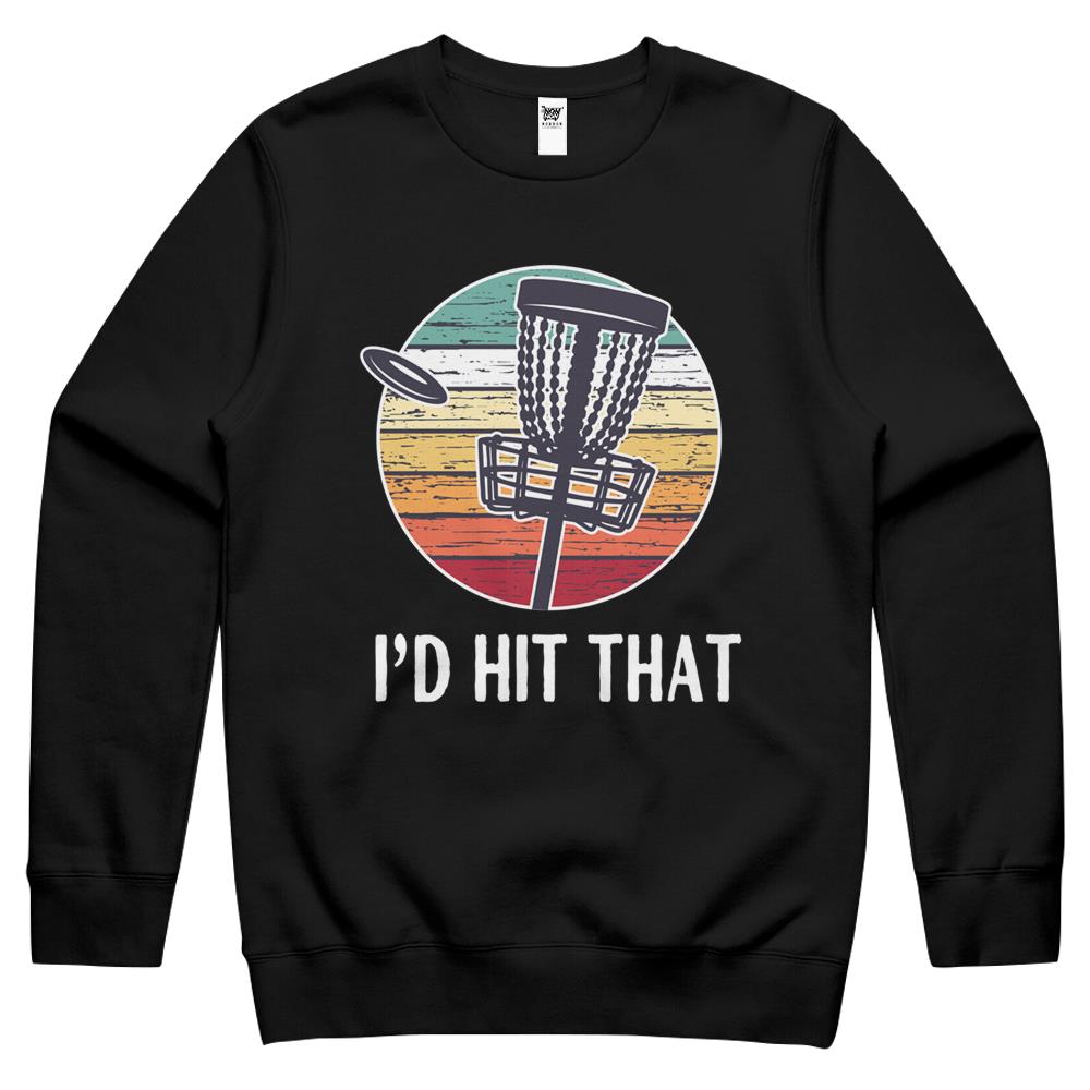 Retro Disc Golf Sport Shirt, I’D Hit That Sunset Vintage Crewneck Sweatshirt