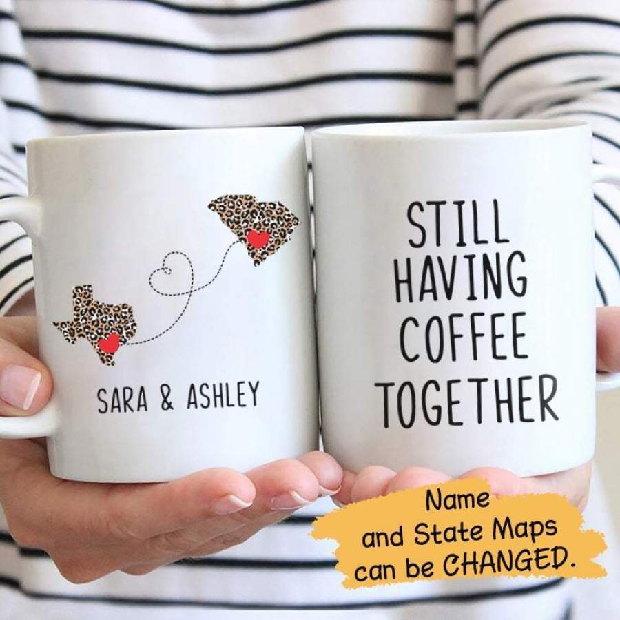 Family – Still Having Coffee Together Leopard Maps Personalized Mug