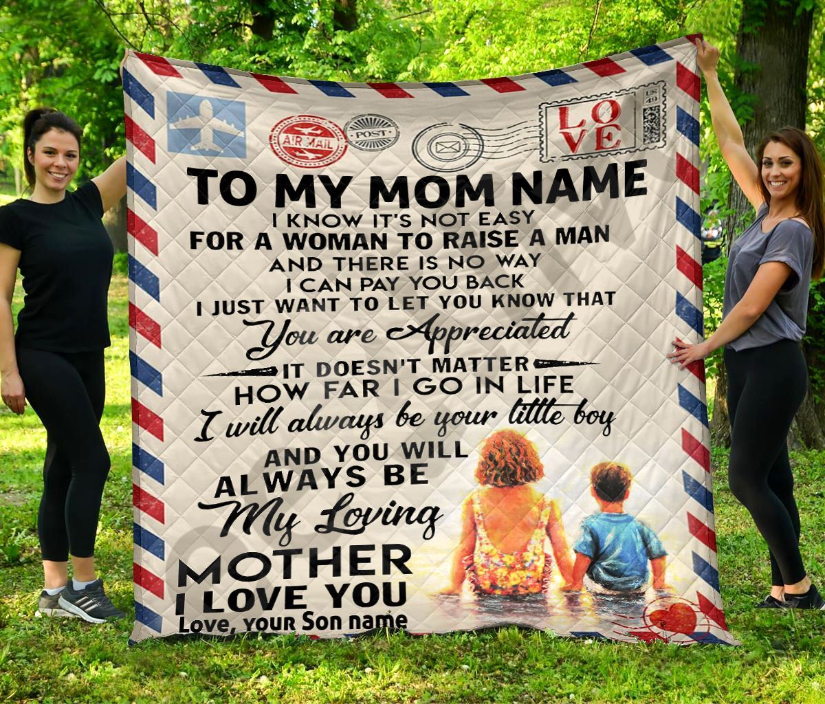 Custom Blanket Personalized Letter To My Mom From Son 1 - Mother's Day Gift  - Quilt Blanket