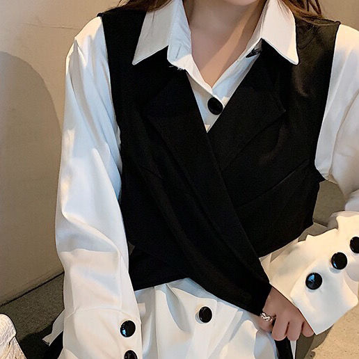 Women Black Asymmetrical Split Joint Loose Fit Vest New V-collar Sleeveless Fashion Tide Spring Autumn 2022 alx