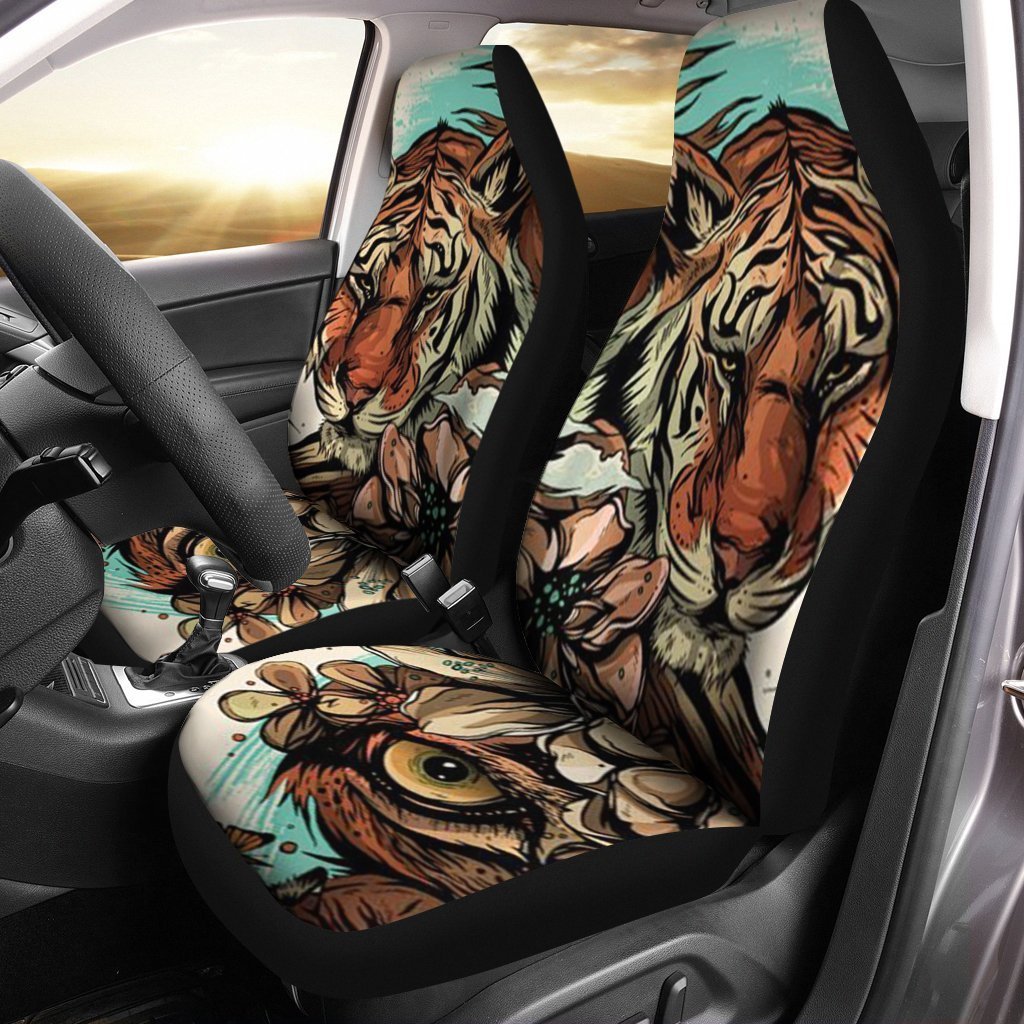 Tiger Car Seat Covers Custom Flower Tiger Car Accessories