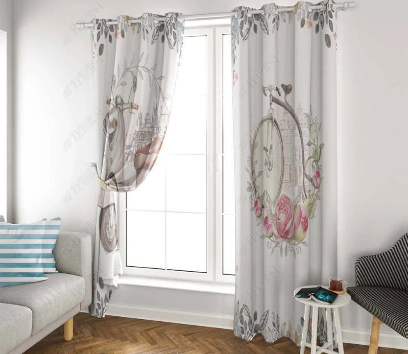 3D Hand Drawn Floral Animal Curtains And Drapes Lqh 192