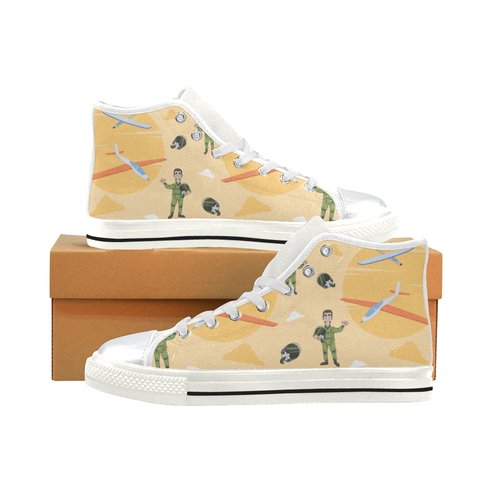 Pilot Pattern White High Top Canvas Women’s Shoes/Large Size