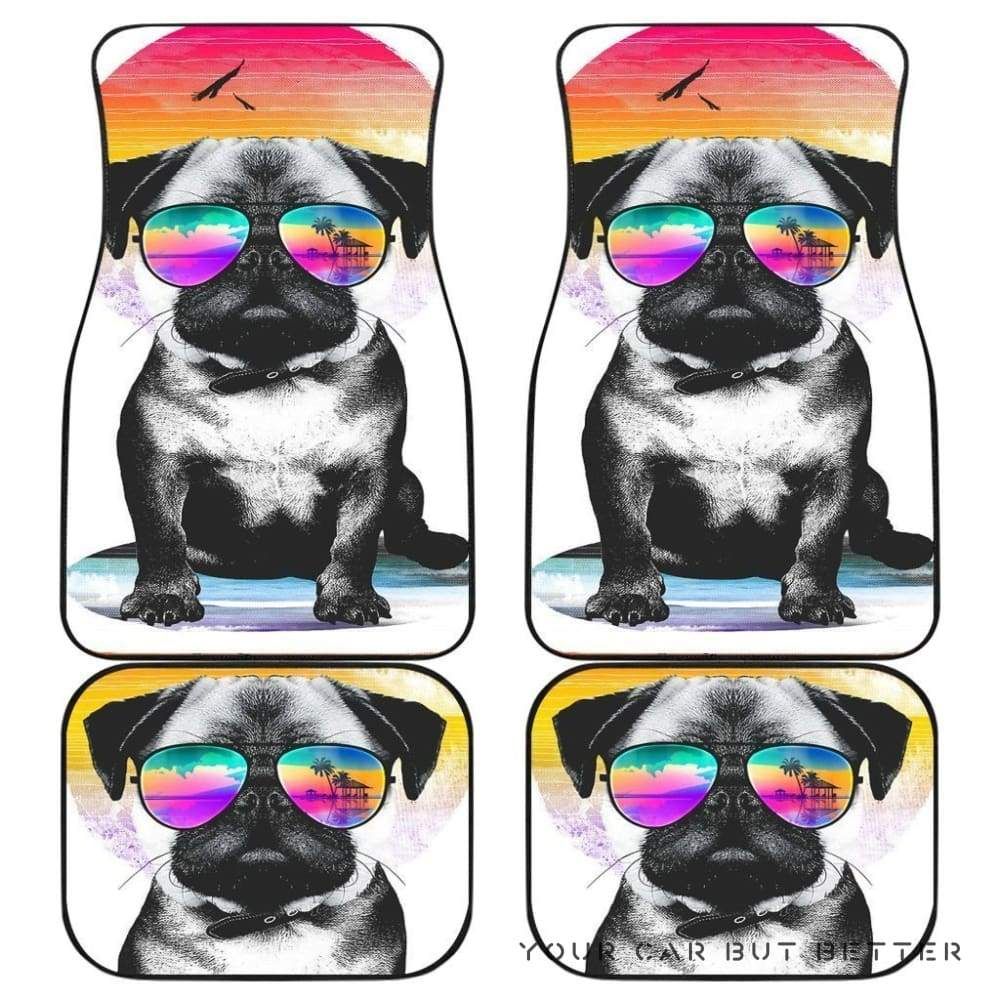 Summer Pug Dog Pet Animal Car Floor Mats 173218 Personalized Car Seat Floor Mat Custom Print