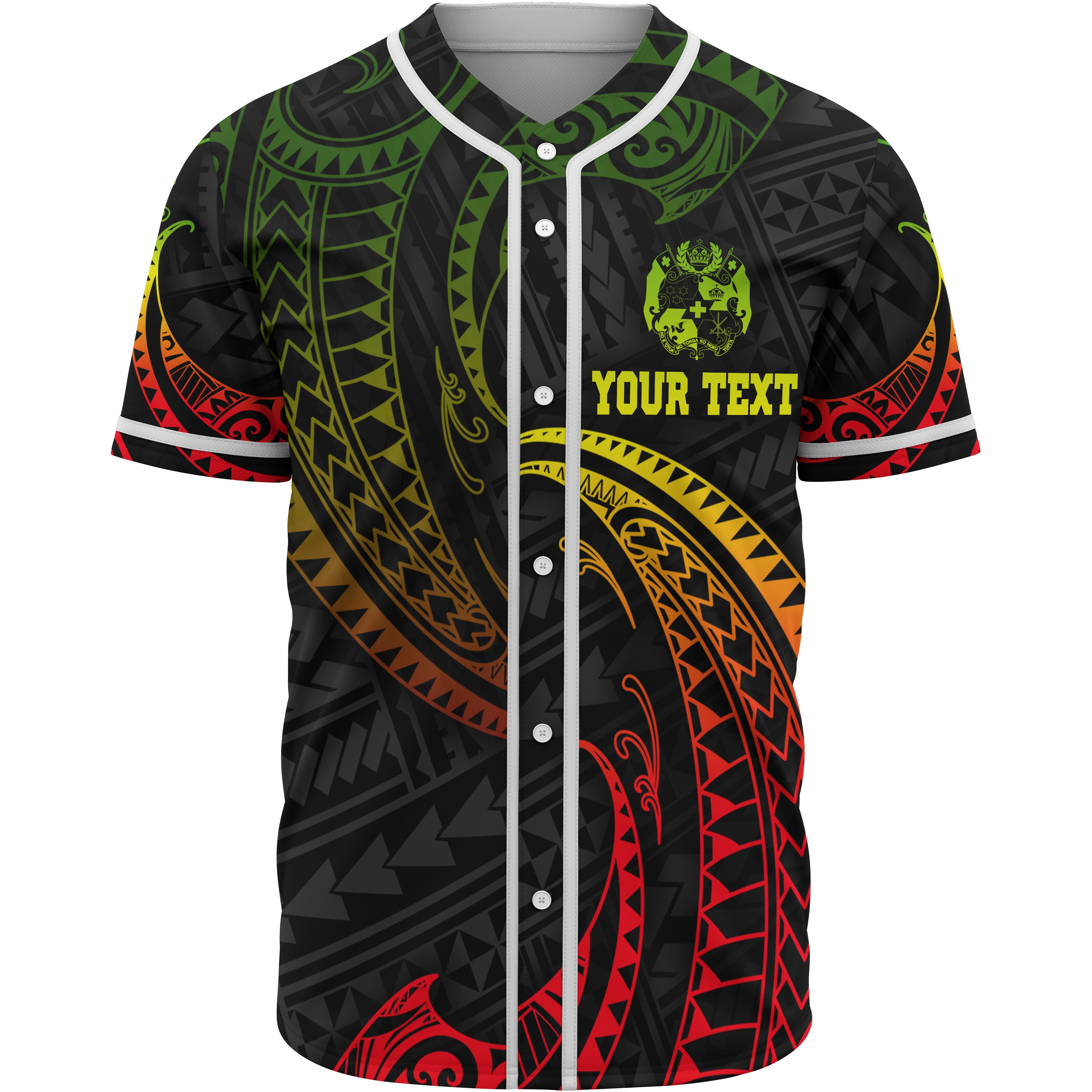 Tonga Polynesian Custom Personalised Baseball Shirt – Reggae Tribal Wave – BN12