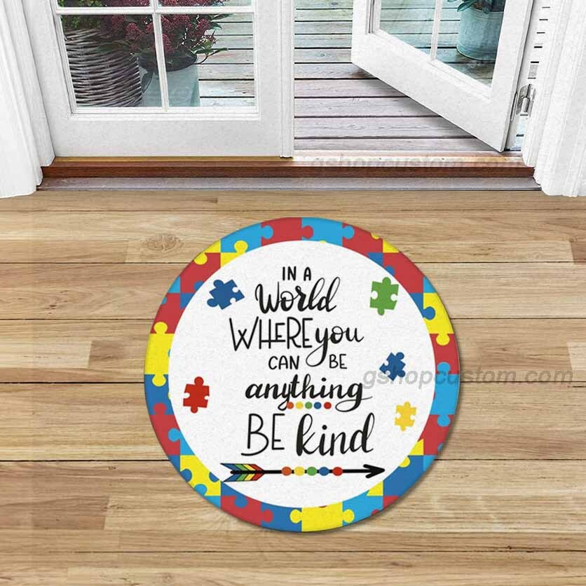 Autism Awareness Month Be Kind Shaped Doormat Rug – World Where You Can Be Kind Doormat Home Decor – Sdm-A005