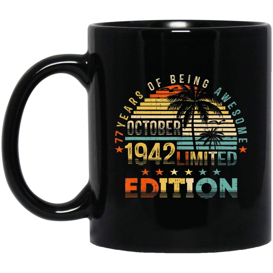 Vintage Retro October 1942 77th Birthday Gifts 77 Years Ol Coffee Mug