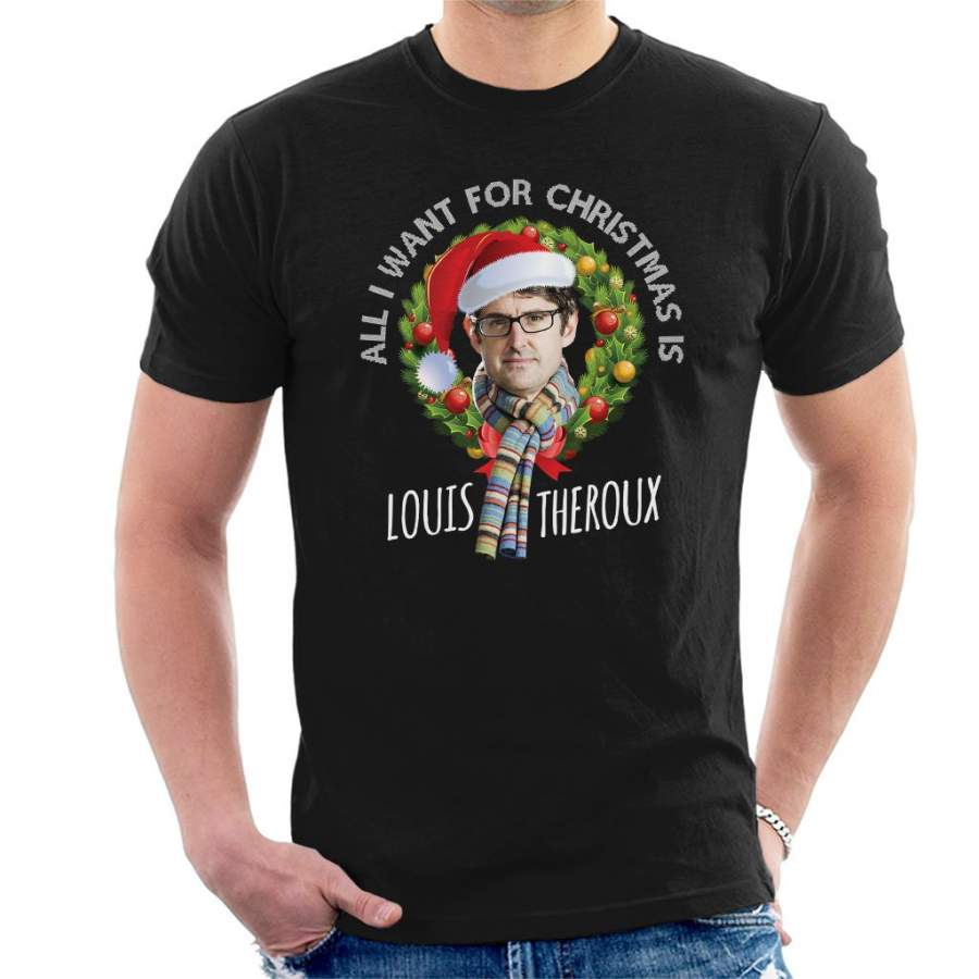 Wreath All I Want For Christmas Is Louis Theroux Men’s T-Shirt