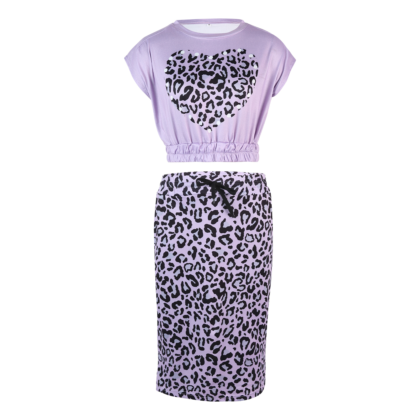 2021 New Female Suit Set Summer Leopard Print Round Neck Sleeveless Crop Tops+ Package Hip Skirt for Ladies S/M/L/XL alx