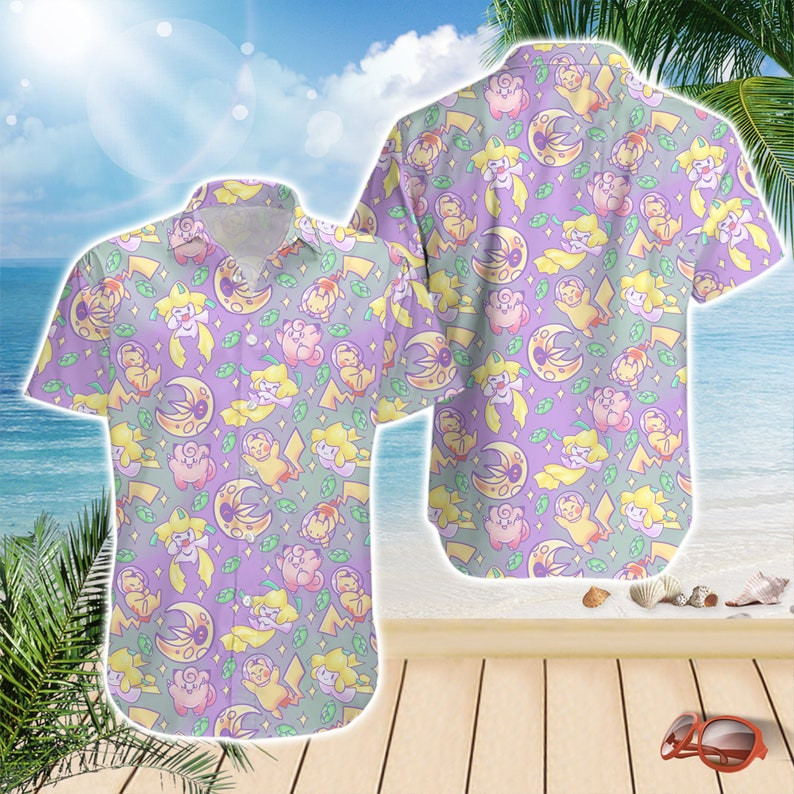 Shiny Pokemon Leaves All Over Print Pastel Hawaii Shirt Ha37226