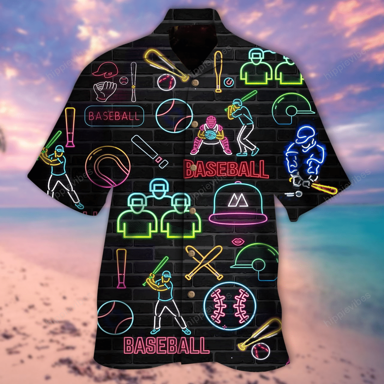 Baseball Neon Hawaiian Shirt Ha56831