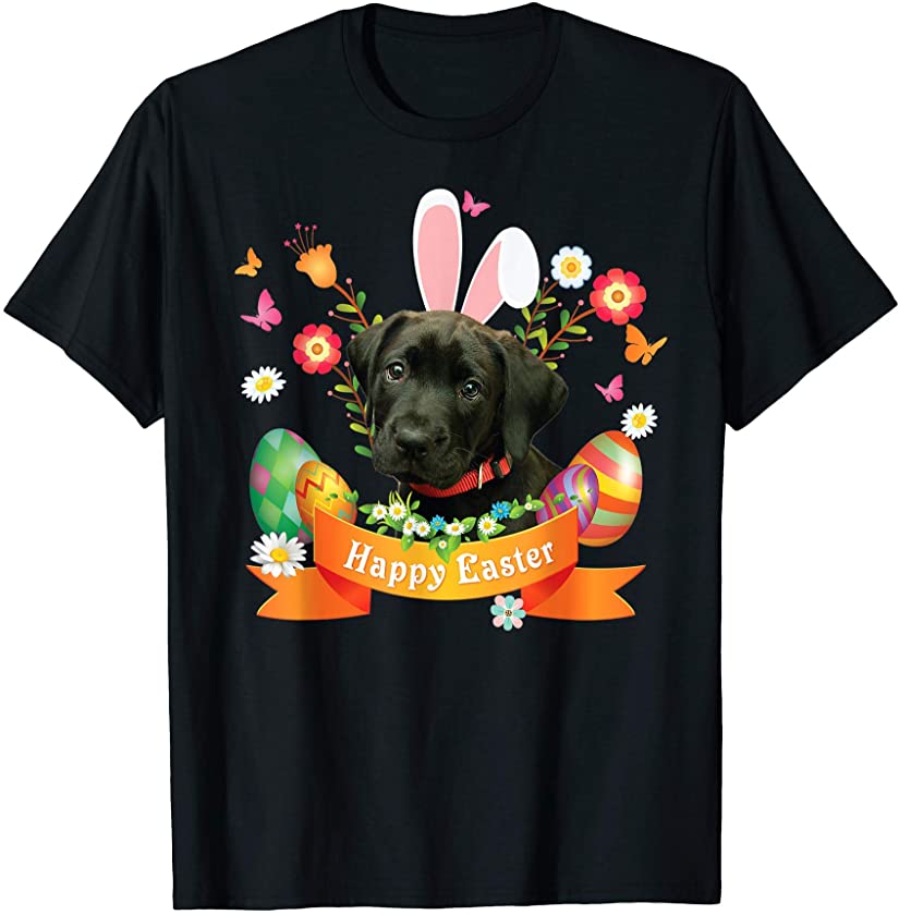 Bunny Black Labrador Dog Happy Easter Day Lover Egg Hunt T-Shirt