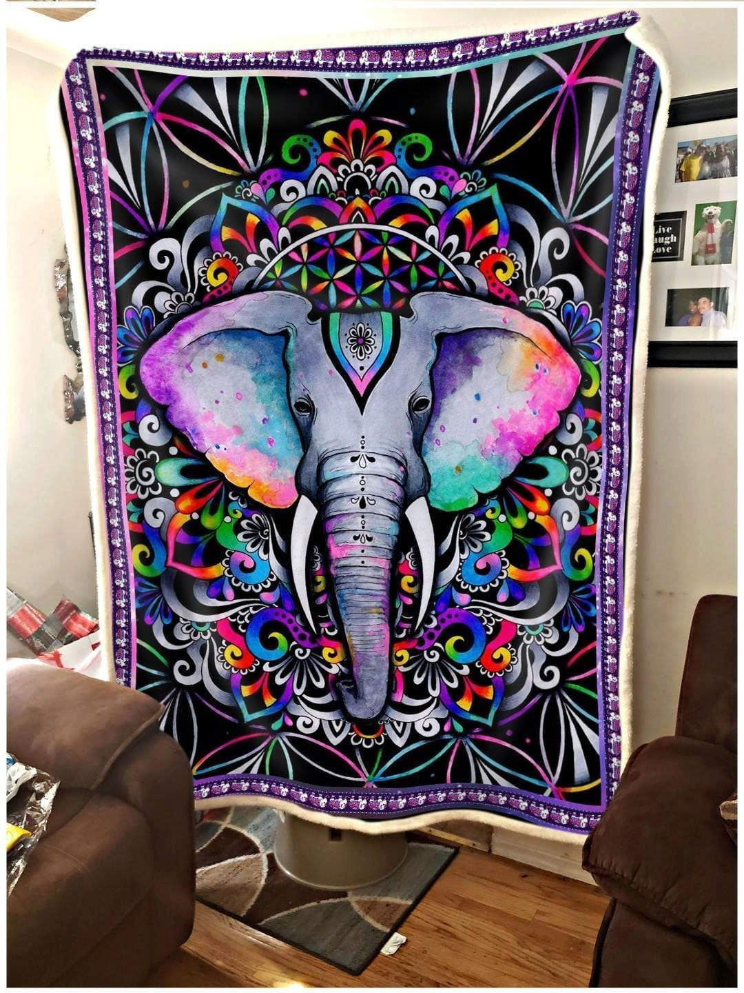 Hippie Elephant Cl25110249Mdf Sherpa Fleece Blanket