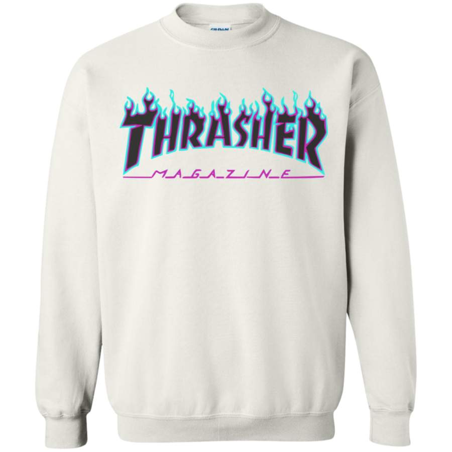 Thrasher Puple Flame Logo Pullover Sweatshirt T-Shirt