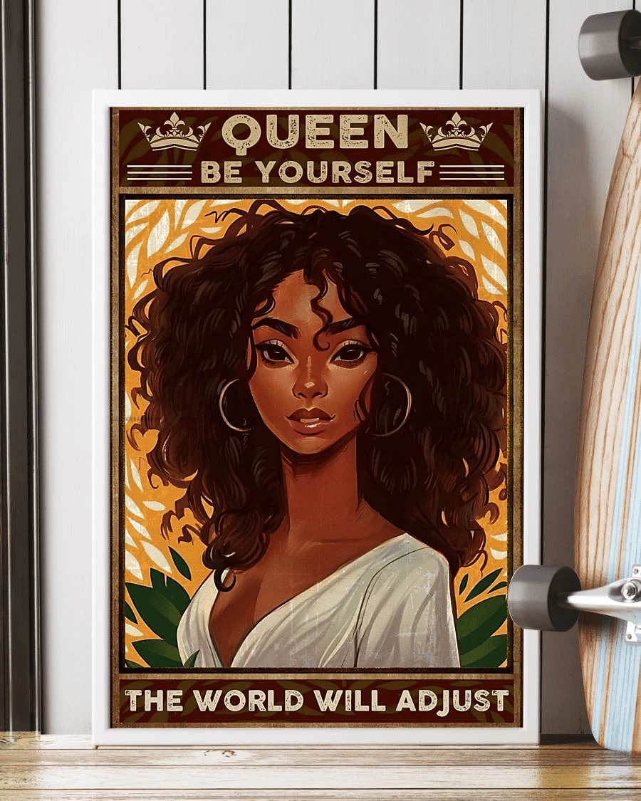 Afro Girl Beautiful Poster Canvas – Queen Be Yourself The World Will Adjust Vintage Home Decor Wall Art Evg81099